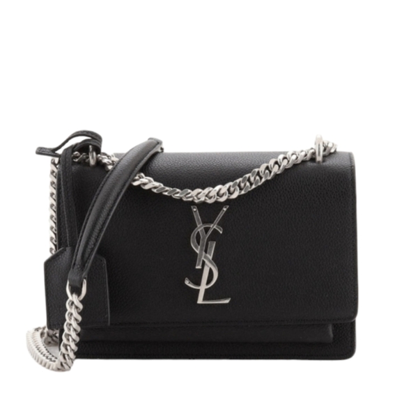 Brand New!!! YSL Saint Laurent Sunset Medium YSL Crossbody Bag in Black Leather - Picture 2 of 16